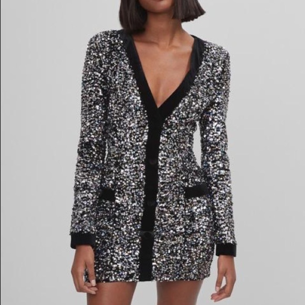 Silver Sparkly Sequins Party Dress